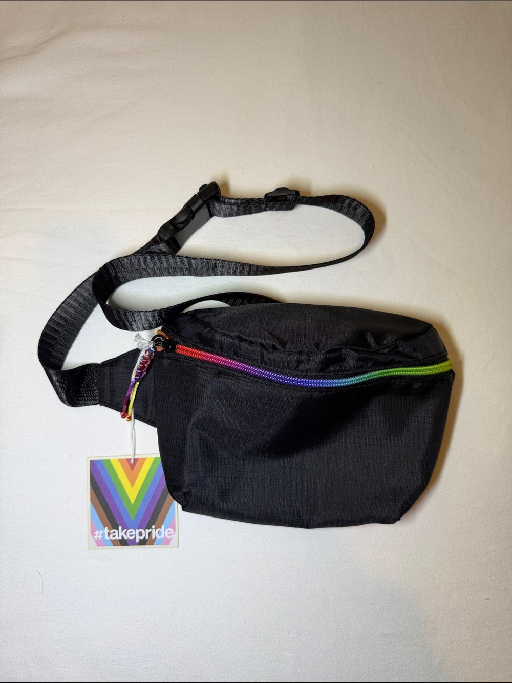 Target Take Pride Fanny Pack Black Waist Bag with Rainbow Zipper Accent